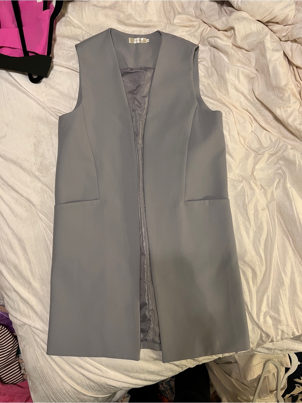 Sleeveless Long Vest - Gray